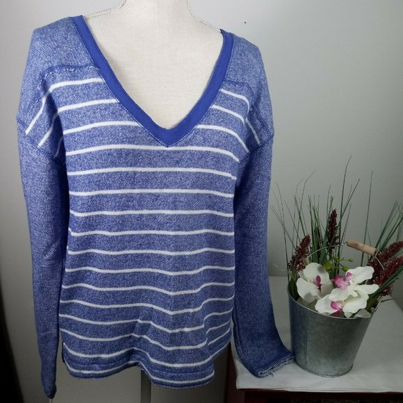 🔥4/$20 Aeropostale Striped Sweater Large Purple - Picture 4 of 15
